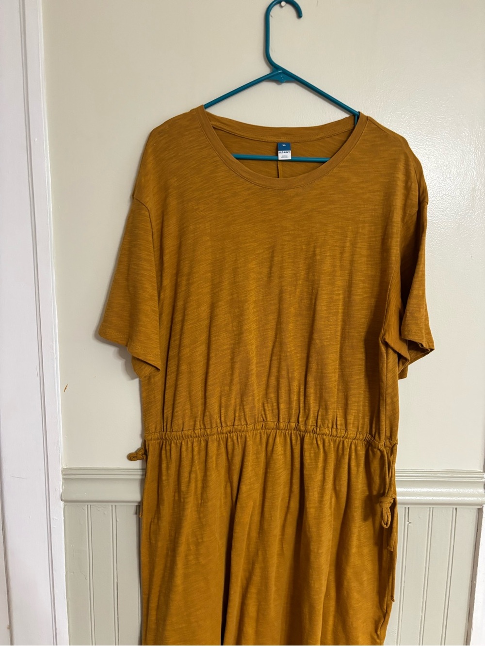 Old Navy Mustard Yellow Drawstring Waist Dress